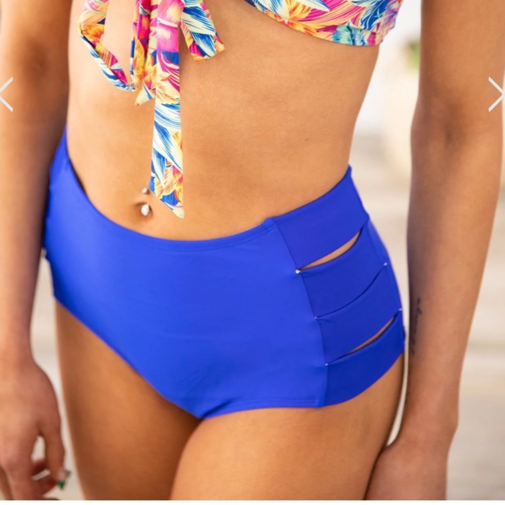 Royal Blue High Waist Swim Bottoms